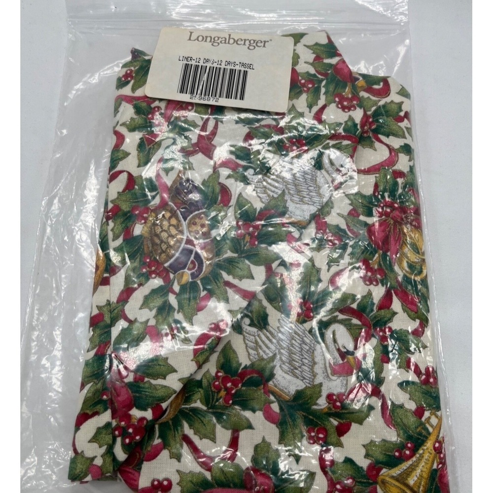 Longaberger 12 Days of Christmas Basket Liner 12 Days-Tassel #2596872 New